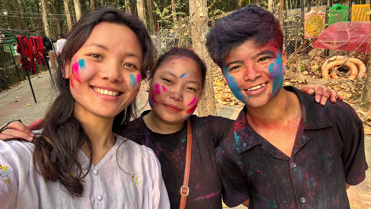 Holi Celebration ❤️💙 Couldn’t make longer one as my phone died🤭🤣. Enjoying watching it🤟