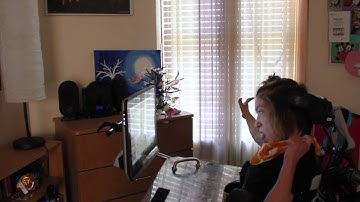 Marklund resident using Eye-Gaze Technology with Alexa