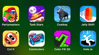 Partymasters, Tank Stars, Cowboy, Jelly Shift, Cut It, Commuters, Color Fill 3D, Hole.io screenshot 5