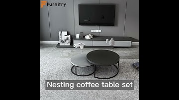 Classy Gray & Black Nesting Round Coffee Table