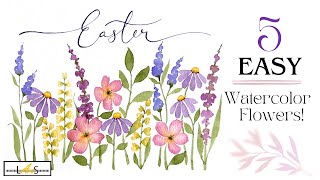 : 5 Easy Watercolor Flowers You NEED To Try Painting! easy watercolor painting! watercolor flowers!