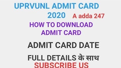 UPRVUNL Technician Grade 2 Admit Card 2020 || Check UPRVUNL TG2, AE Exam Date @ uprvunl.org
