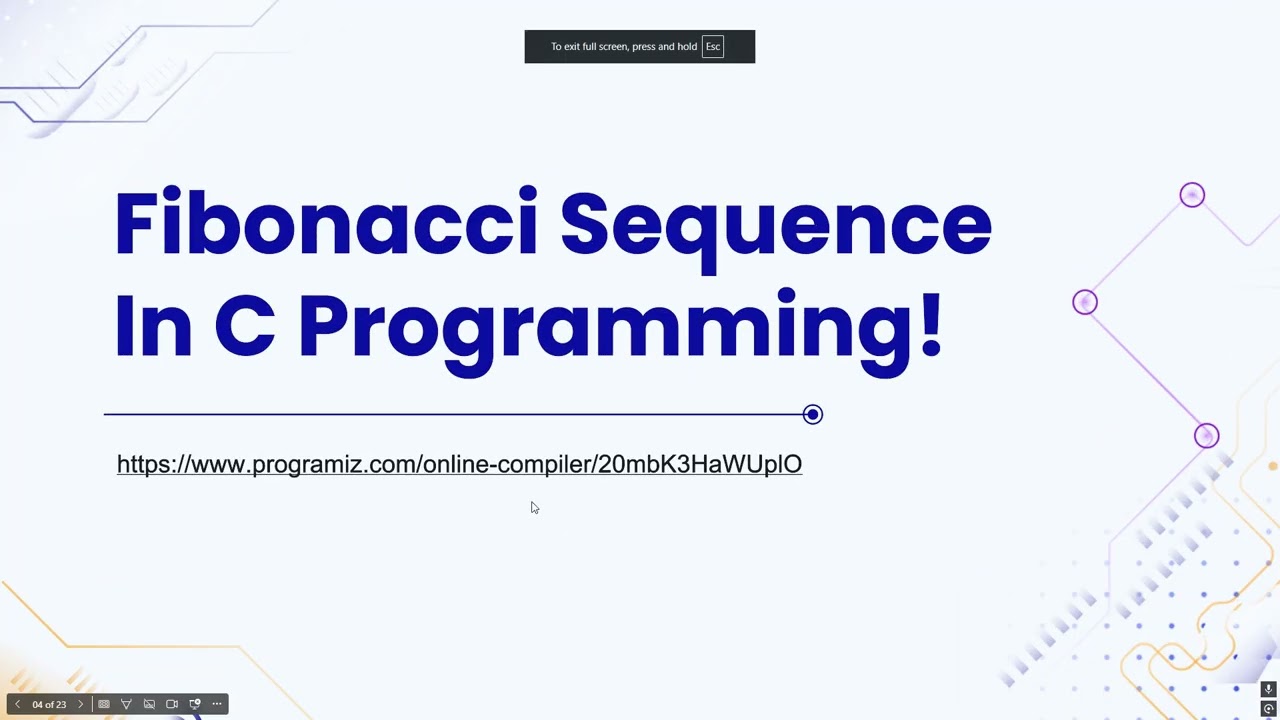 EEL2880 Project: Presentation on the Fibonacci Sequence using C Programming