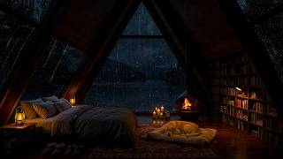 Sleep Instantly Tonight 🌙 Relaxing Piano, Soft Sleep Music, Rainfall and Warm Fireplace Sounds 🌧️🔥