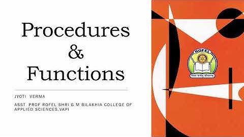 Procedure, Function & Packages Lecture 1