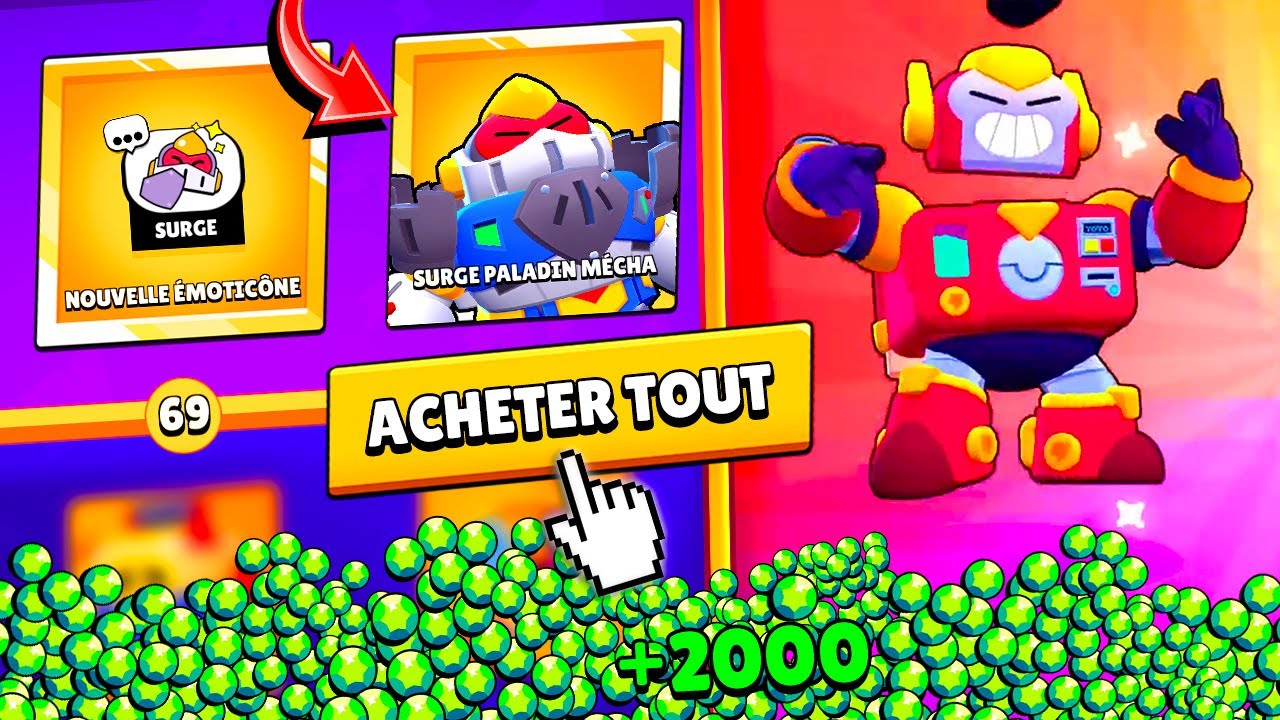 JACHETE TOUT le BRAWL PASS avec 2000 GEMMES et JE MAX SURGE sur Brawl Stars PACK OPENING SAISON 2