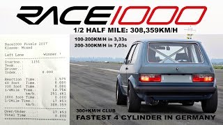 VW Golf Mk1 AWD 1000+HP RACE 1000 Half Mile 308,35kmh 2017