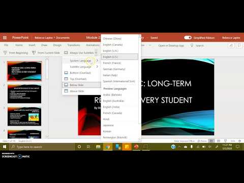 How to use live captions and subtitles in Microsoft Office 365 powerpoint.