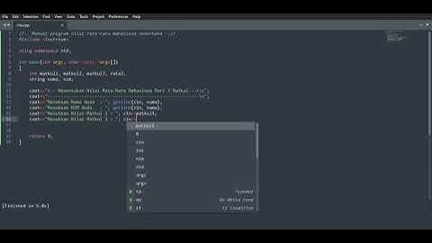 cara membuat program c++ nilai rata rata mahasiswa menggunakan Sublime text