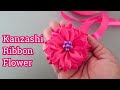 Really beautiful kanzashi flower tutorial  how to make flower with ribbon  easy flower making