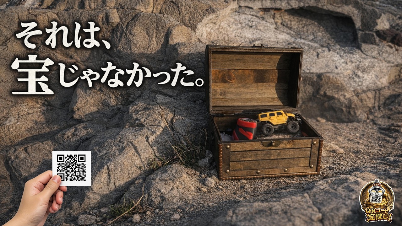 本当の宝は宝箱に無かった…ヒントは「岩場の草」【QRコード宝探し】