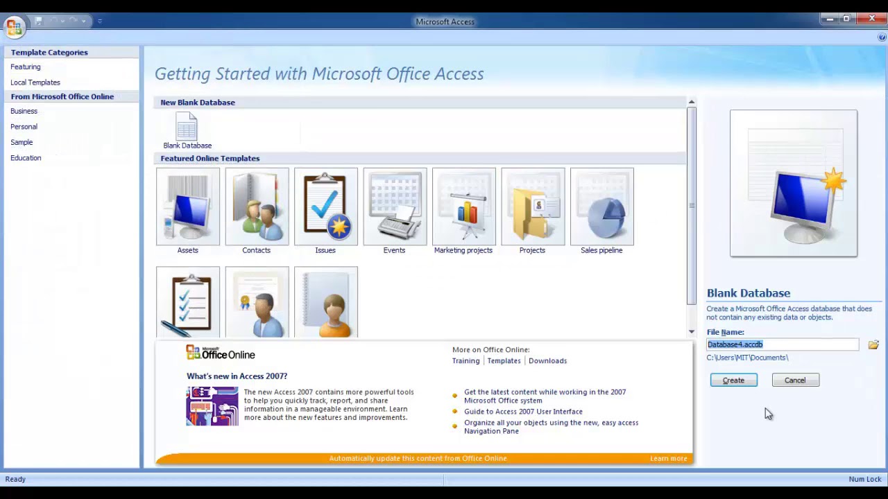 Introduction and Creating Database | MS Access Database Beginners Par 1 ...
