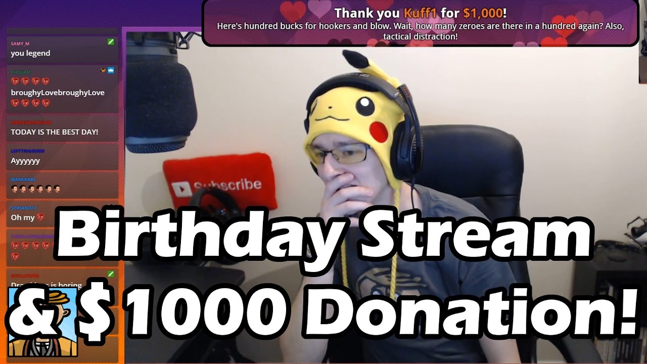 First Birthday Stream & Fourth $1000 Donation! - Live Reaction, Twitch Chat & Full Highlights