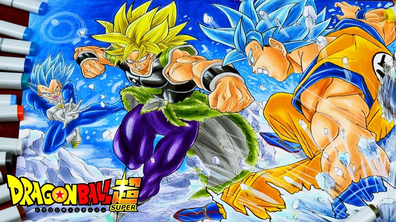 Drawing Dragon Ball Super Movie - Broly Vs Goku & Vegeta - Youtube