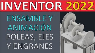 Tutorial Inventor 2022: Ensamble y animación con poleas, engranes y mecanismo.