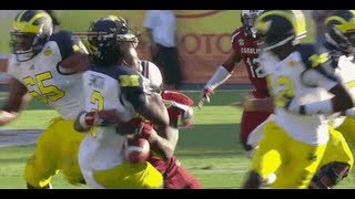 Jadeveon Clowney MONSTER HIT ~ BIGGEST HIT EVER ~ South Carolina vs Michigan ~ 2013 Outback Bowl