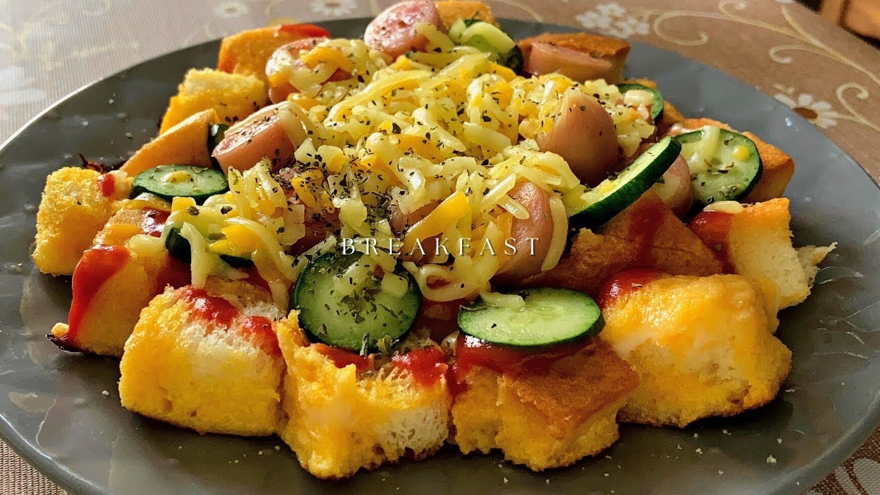 Breakfast Vlog｜No baking, no flour, pizza made with toast one pan