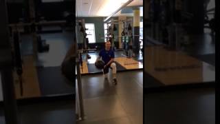 Half kneeling med ball side toss