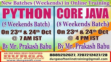 New Batches (Weekends) in Online Training @ DURGASOFT
