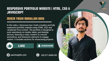 Responsive Portfolio - HTML, CSS & JavaScript | Mirza Yasir Abdullah Baig