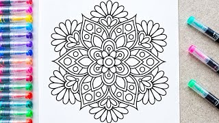 Satisfying Dual Mandala Coloring: 53-Minute Acrylic Marker Art ASMR ✨