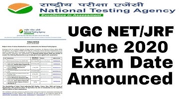 UGC - NET JUNE 2020 EXAM DATES ANNOUNCED || ANJALI KASANA !!!