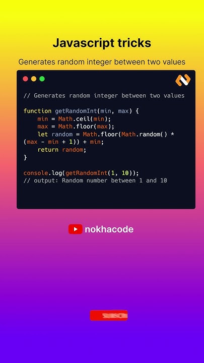 Generates random integer between JavaScript #tutorial #javascript # ...
