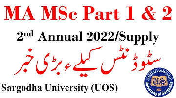 Breaking News MA  MSc Sargodha University Students - UOS MA MSc Students Must Watch
