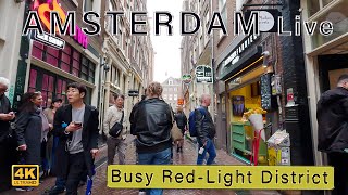 Busy Red-light District in Amsterdam and beyond - 4k Walking Tour