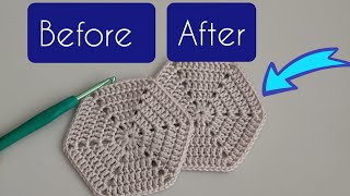 NEW DISCOVERY Eliminate roughness while crocheting - How to lose double crochet stitches -  Hexagon