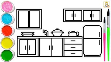 Drawing Kitchen in Easy Steps | Let