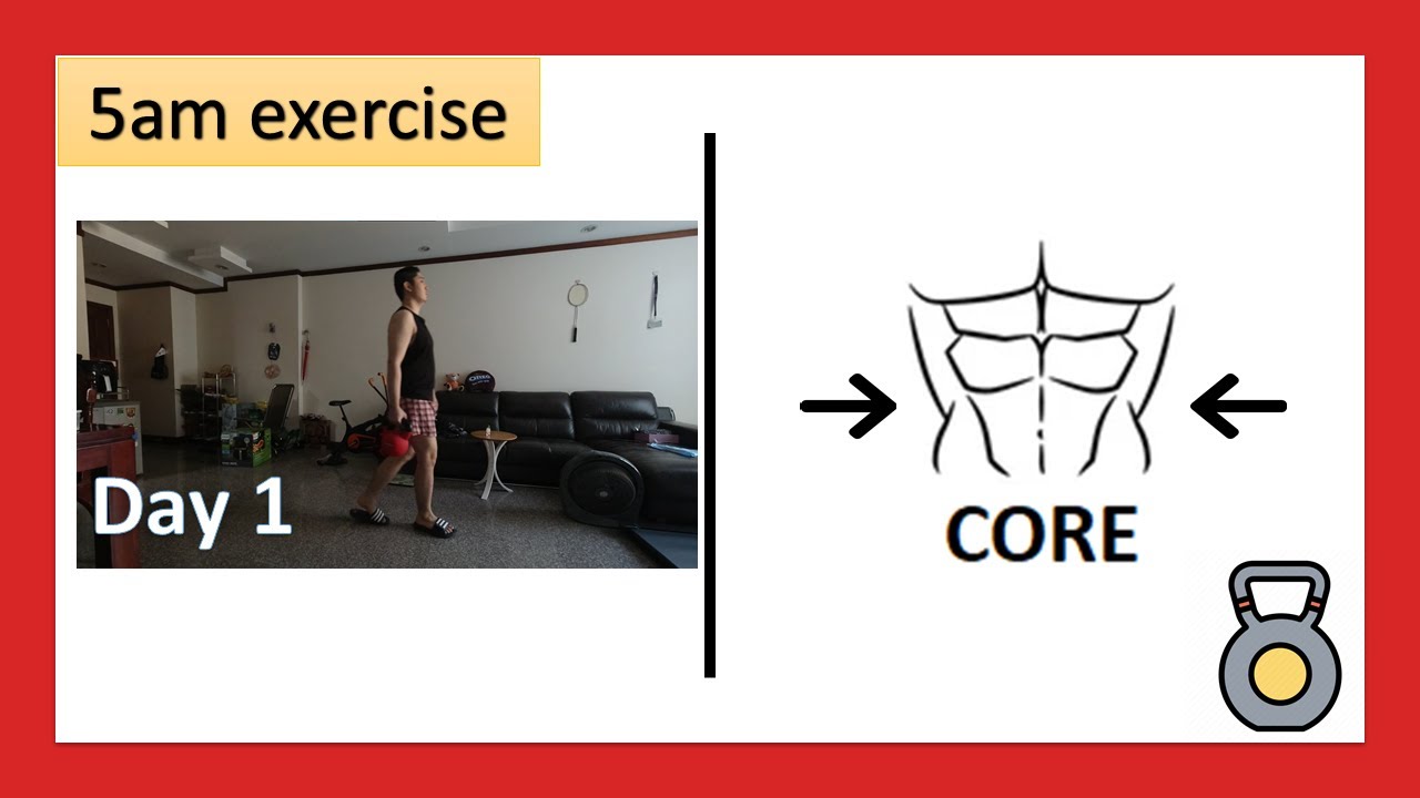 5am exercise day 1 - exercise log - journey to 1000 days - YouTube