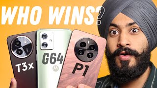 Best 5G Phone Under ₹15,000 | realme P1 vs vivo T3x vs Moto G64 |