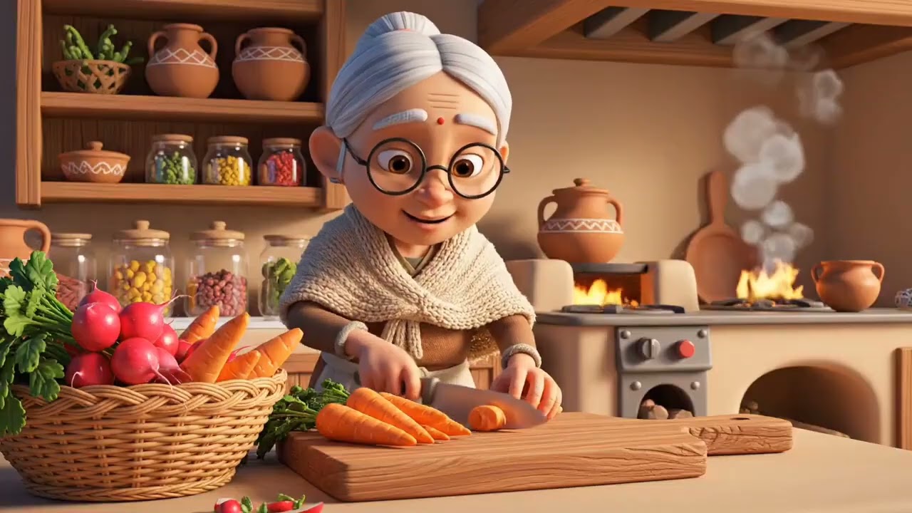"Winter Cooking With Granny | Healthy Green Vegetable Recipe for Kids | Cozy 3D Cartoon Story