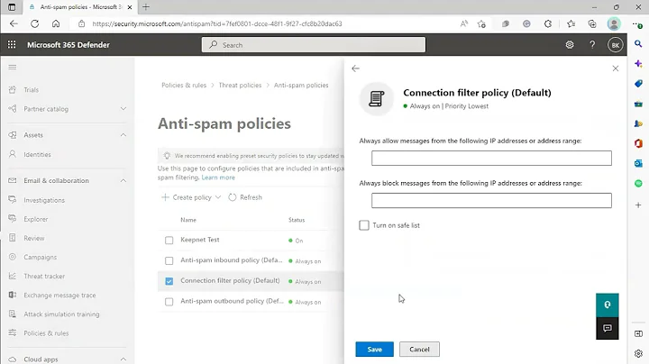 How to Whitelist Using the Threat Policies Feature in Office 365
