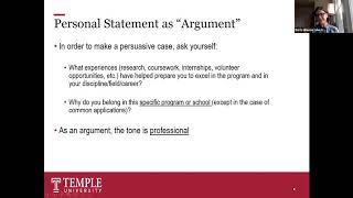 Personal Statement Workshop - Grad School Week 2020