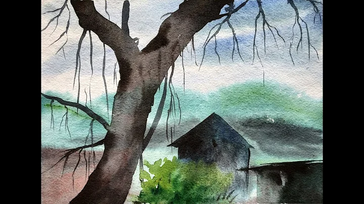 How to Paint A Tree with Watercolor Landscape / Pa...