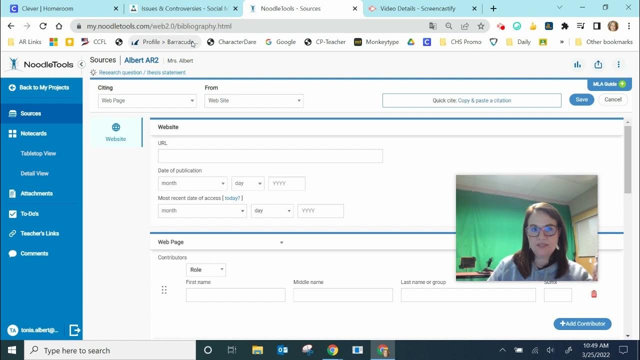 NoodleTools 7 Adding an MLA citation you can copy and paste YouTube