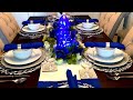 BLUE AND SILVER TABLESCAPE DECOR/TABLE DECOR