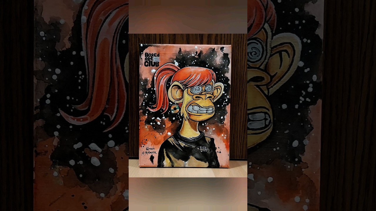 BASC 2024 BORED APE SOLANA CLUB NFT ARTIST GOLDEN APE UNIQUE PAINTING