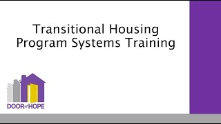 Transitional Housing Program Systems Training