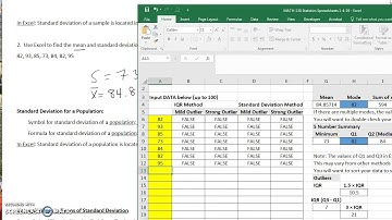 MATH-130 CH3 Using Excel to find a standard deviation