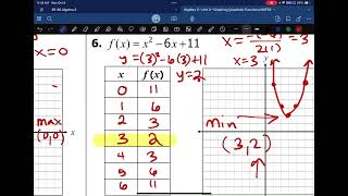 Unit 2 - Lesson 3 - Graphing Quadratic functions and inequalities from standard form - Video Notes 2