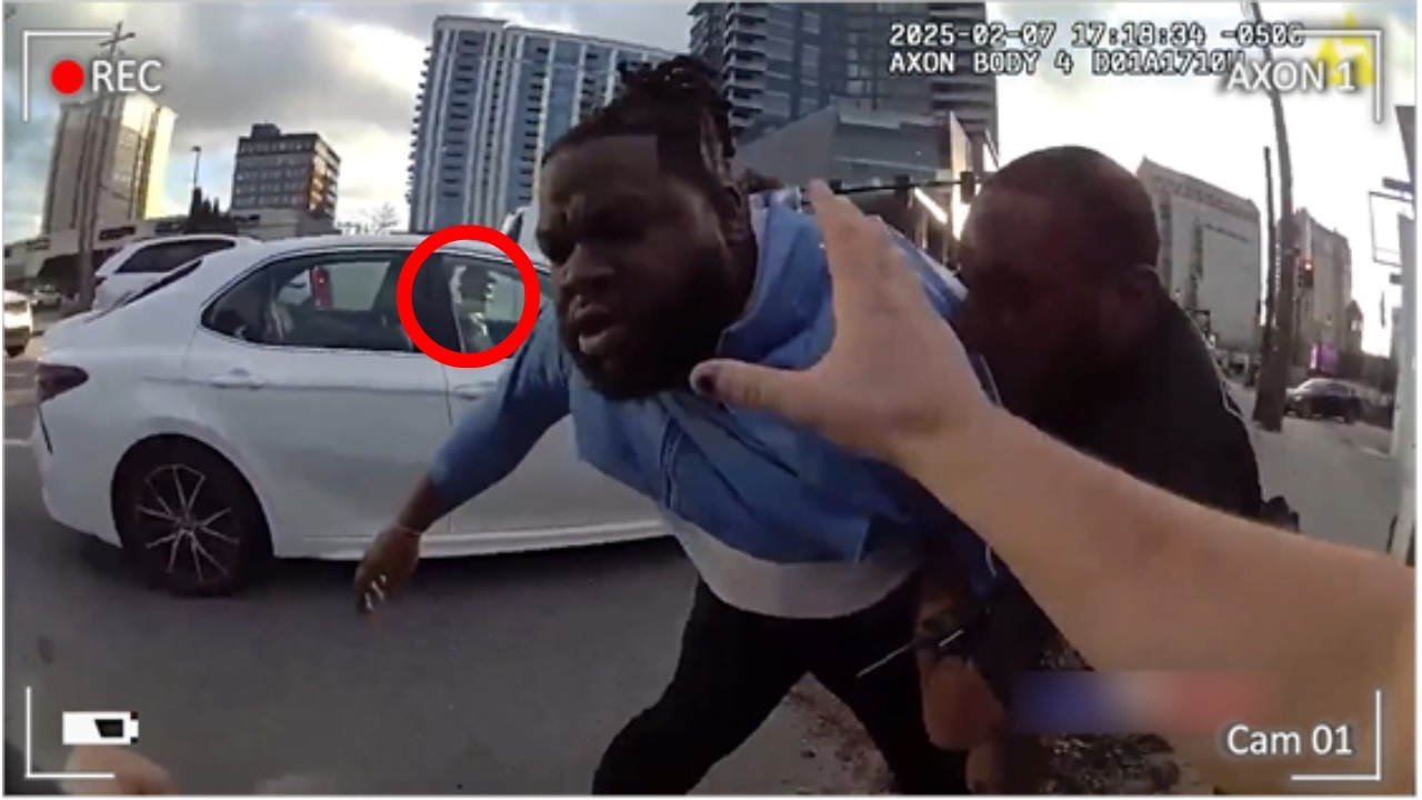 Suspect Wrestling Police Officers During Rush Hour Traffic!