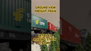 Model steam freight train with detailed rolling stock + ASMR #modeltrains #trainlayout #railway #fyp
