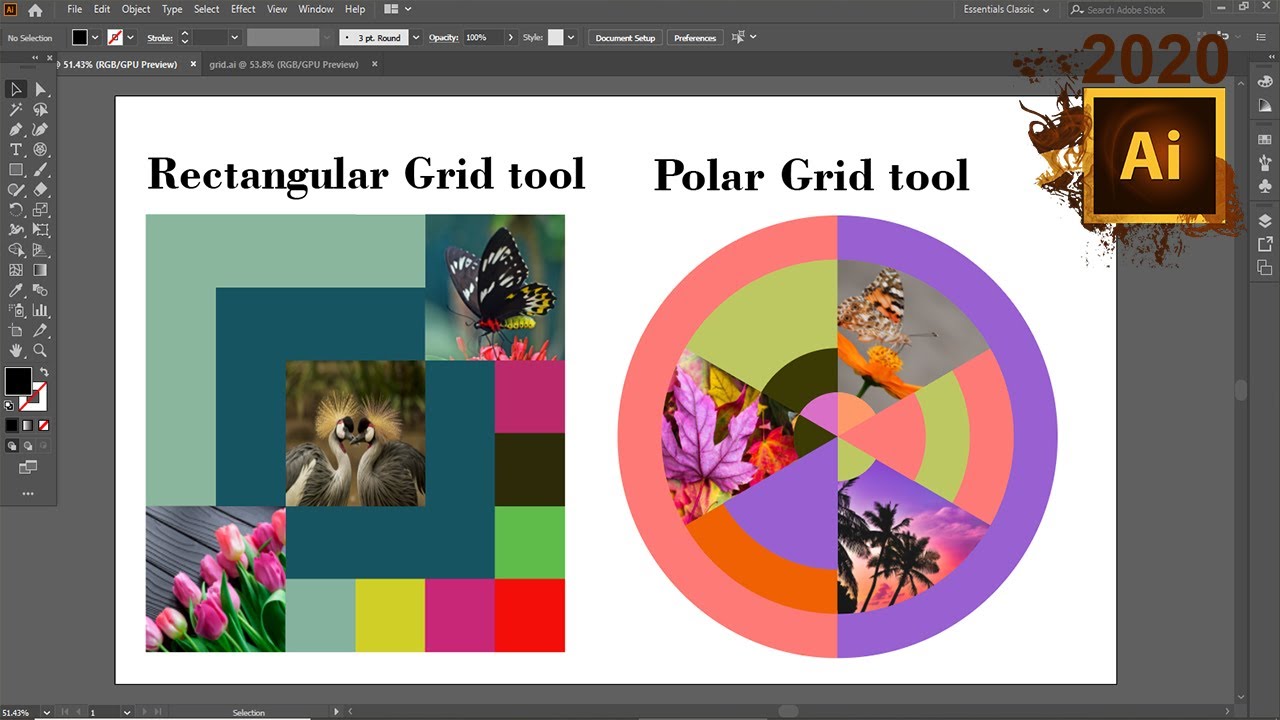 Adobe illustrator class 35 rectangular grid tool and polar grid tool ...