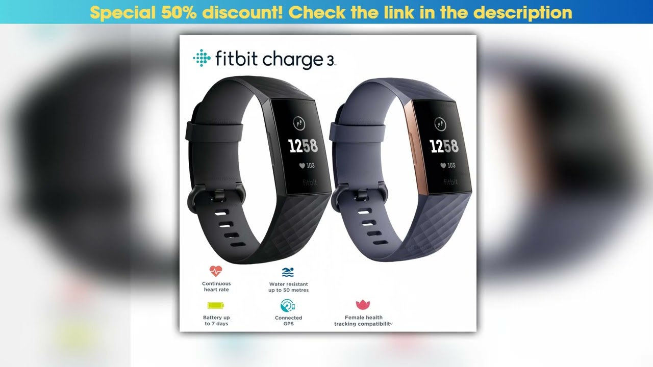Fitbit Charge 3 Fitness Activity Tracker Advanced Health Fitness Tracker for Men Women Heart Rate