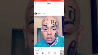 6ix9ine shaved his head