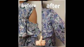 Transformation cold shoulder sleeves to regular sleeves shirt . screenshot 2