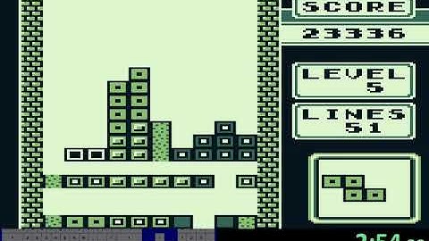 Tetris Gameboy - 100 Lines, Level 0 Speedrun (5:16)